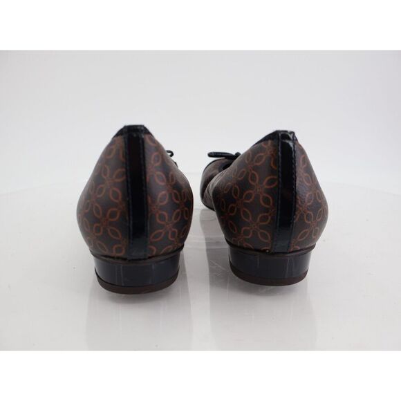 Ara Belinda Ballet Flat Black Brown Vegan Size 10 Cap Toe Bow Slip On Shoes - Picture 6 of 13